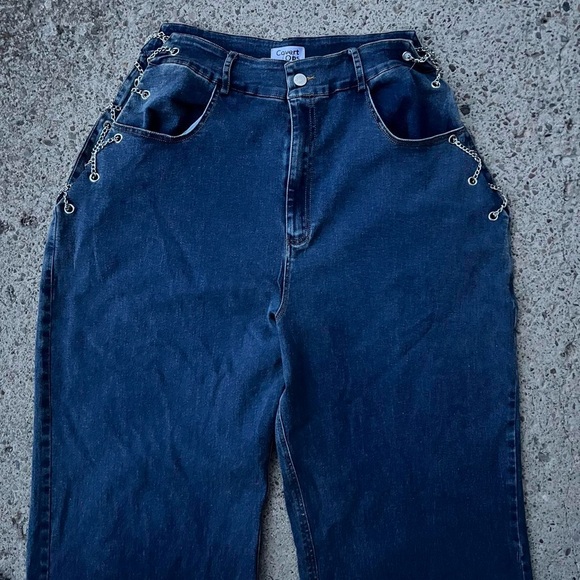 Dark Wash Denim Silver Adjustable Chain Exposed Hip Plus Size Jeans NEW W/ TAGS - Picture 3 of 5